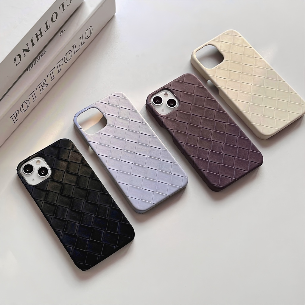 Ốp Điện Thoại Tpu Silicon Mềm Vân Đan Chéo Màu Trơn Chống Sốc Cho iPhone 14 13 12 11 Pro Max Plus