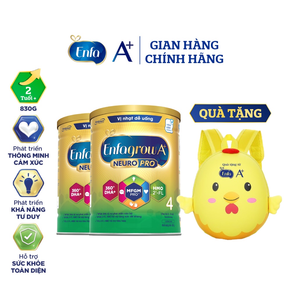 Bộ 2 Sữa bột Enfagrow A+ Neuropro 4 Vị thanh mát – 830g/lon