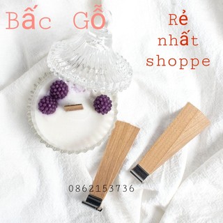 Bấc tim nến bằng gỗ kèm chân đế thép - Nguyên liệu làm nến thơm