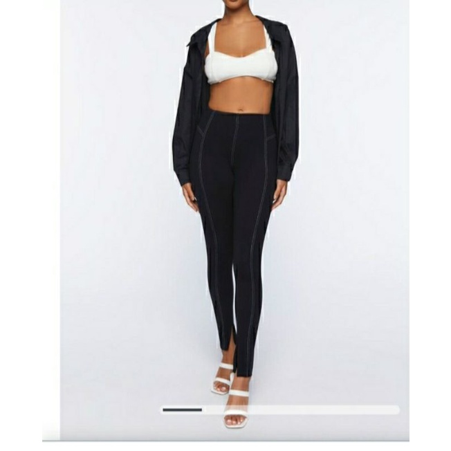 (Size S &L) Quần legging dày có dây kéo ống, Forever21
