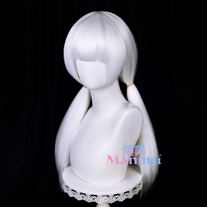 Manmei Game Sky Children of Light Sakura Cosplay Wig 65cm Long White Wigs with Ponytail Heat Resistant Synthetic Hair