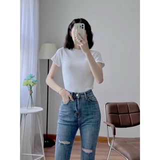 Áo thun nữ form rộng Guguno cotton cổ tròn in basic