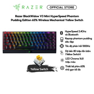 Bàn phím game không dây cơ học Razer Blackwidow V3 Mini Hyperspeed size 65% keycap PHANTOM BUDDING - RGB 16,8 triệu màu
