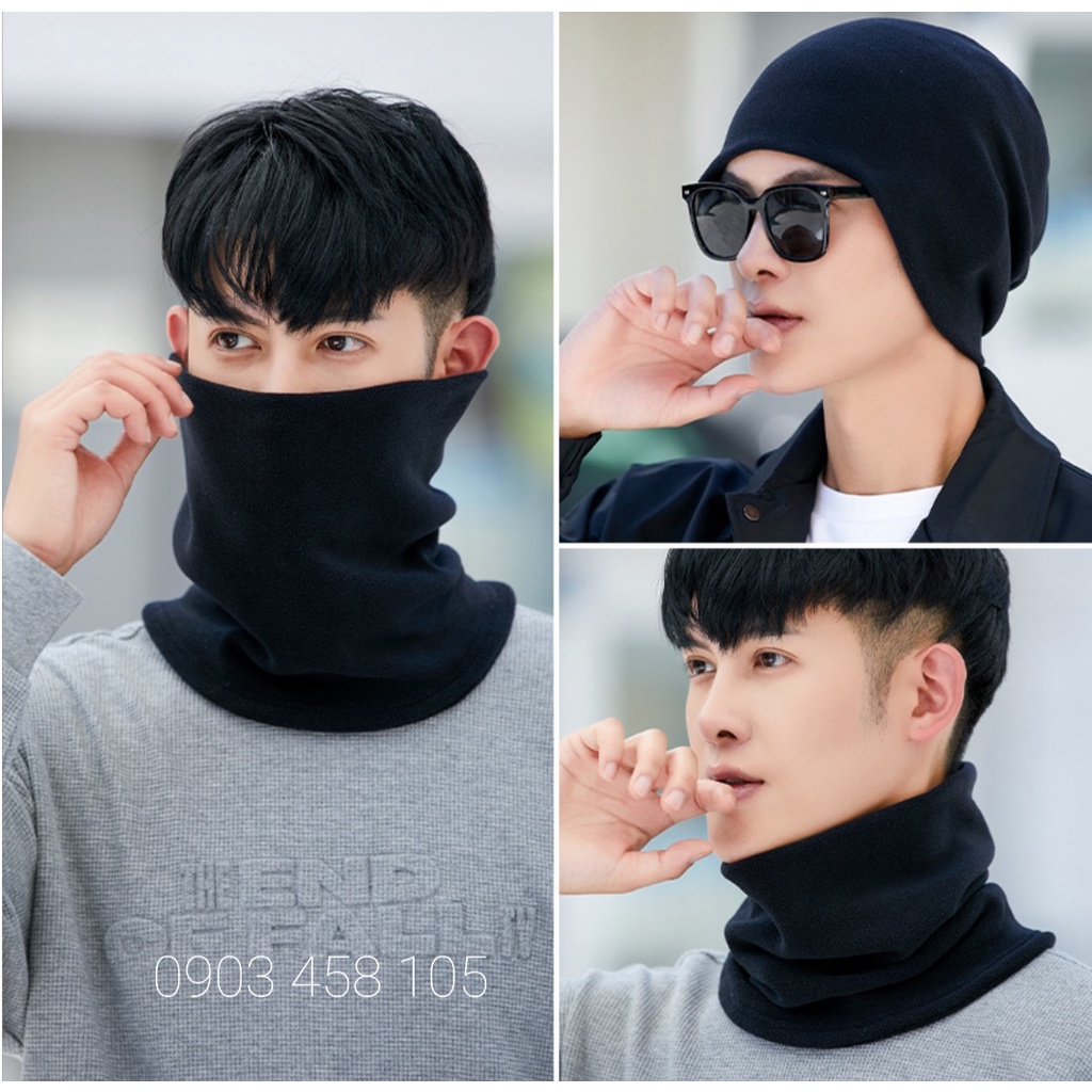 Khăn ống đa năng tạo kiểu thành mũ có dây rút điều chỉnh ấm áp sang trọng