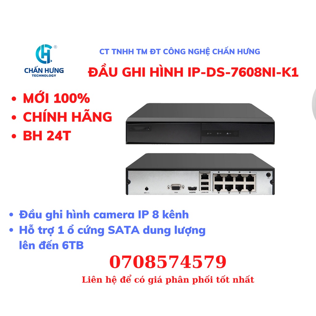 Đầu ghi hình 4/8/16 kênh DS-7604NI-K1/DS-7608NI-K1/DS-7616NI-K1 chính hãng bảo hành 24 tháng