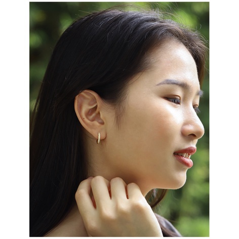 Bông tai nữ titan Doris tròn viền nửa vòng đá Gold / Silver / Rose Gold E1-405