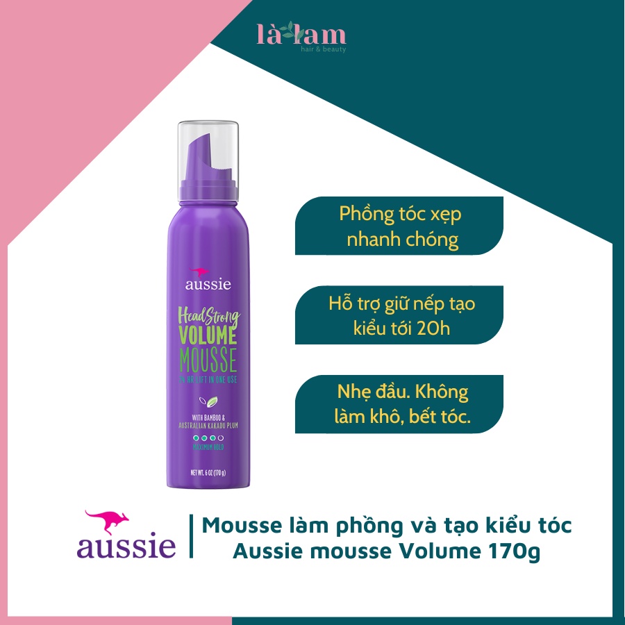 Mousse làm phồng và tạo kiểu tóc Aussie mousse Volume 170g