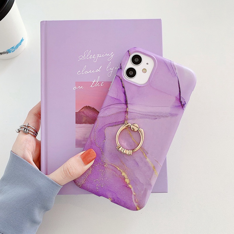 Ốp Điện Thoại Dẻo Họa Tiết Vân Đá Sang Trọng Kèm Giá Đỡ Nhẫn Cho iPhone 14 13 12 11 Pro MAX X XR XS MAX 8 7 Plus + SE 2020