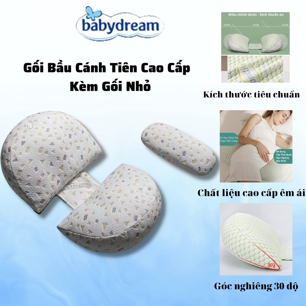 Gối bầu cánh tiên cao cấp cho bà bầu giảm đau lưng tặng kèm gối nhỏ - BabyDreams