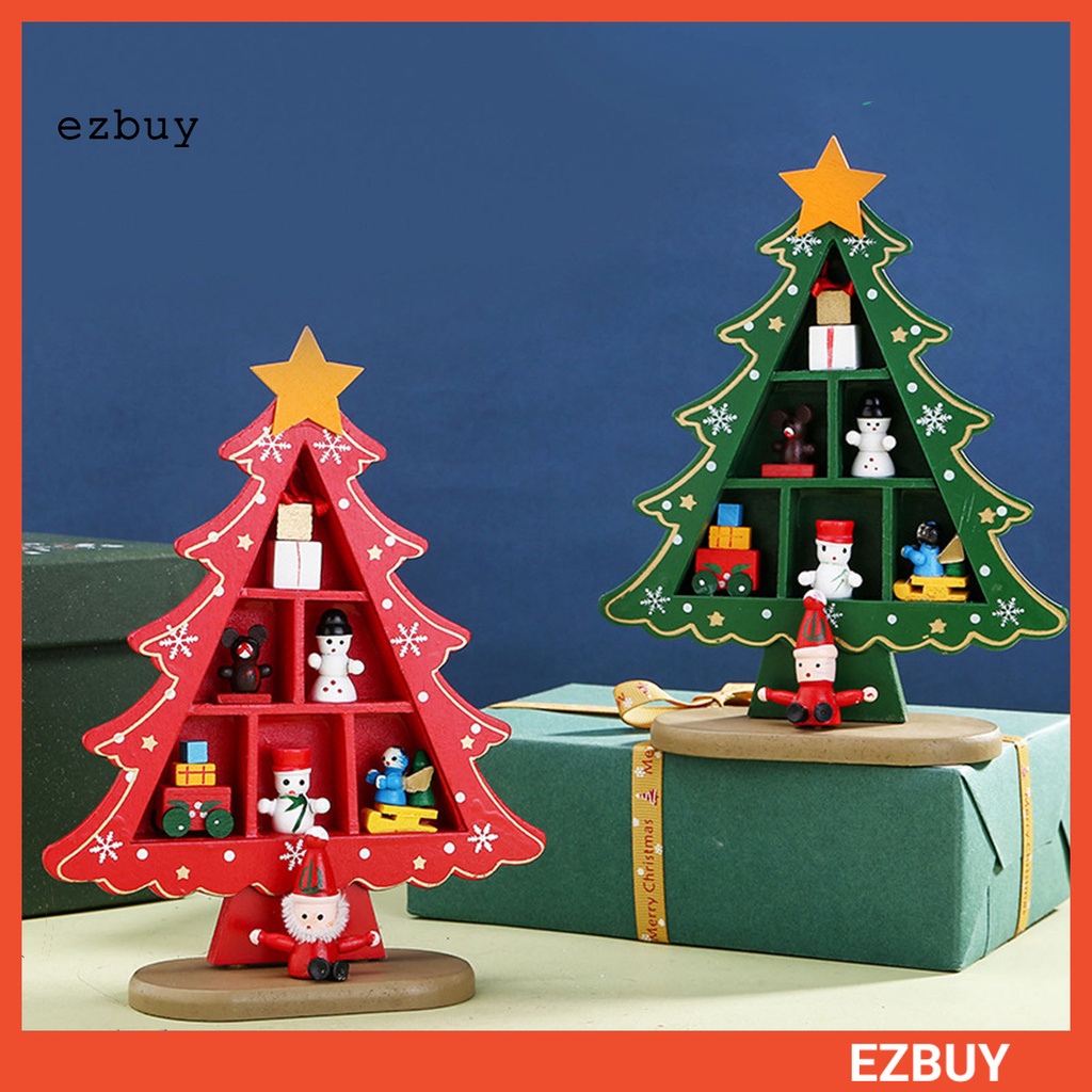 Ezbuy Cây Thông Giáng Sinh Để Bàn Bằng Gỗ Màu Sắc Sống Động Độ Bền Cao