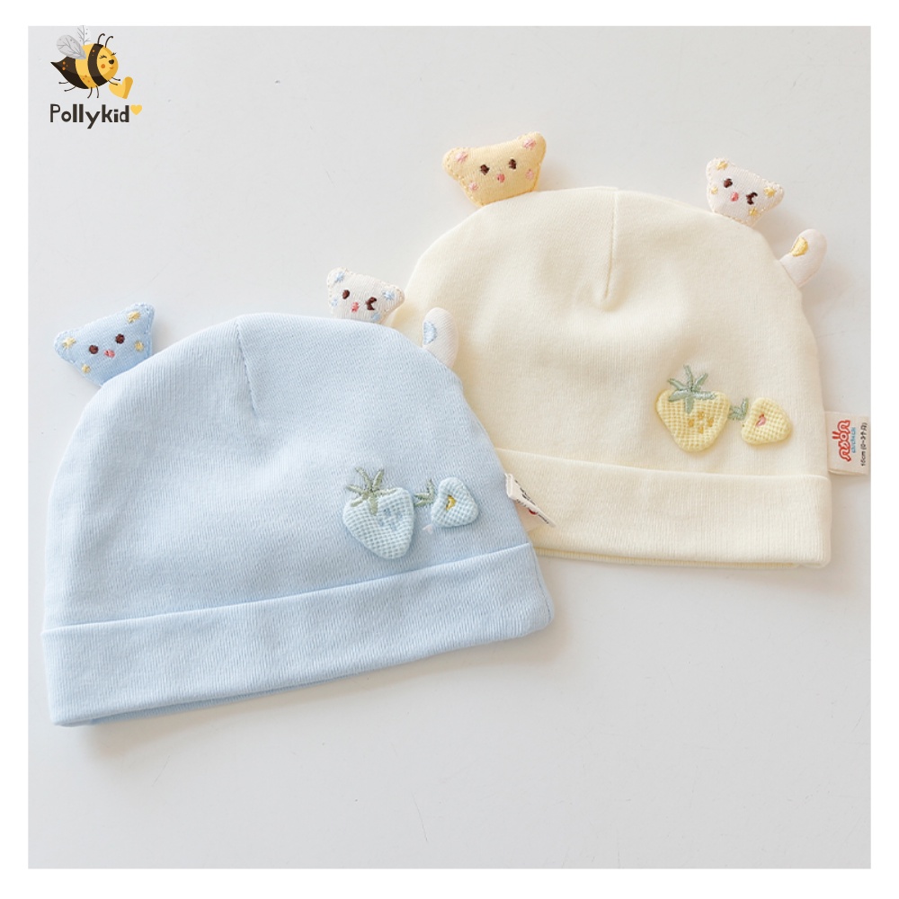 Mũ Che Thóp Sơ Sinh Cao Cấp Siêu Mềm, Mịn Cho Bé Họa Tiết Con Mèo Cực Xinh Cho Bé 0-3 Tháng Polly Kid - SP363