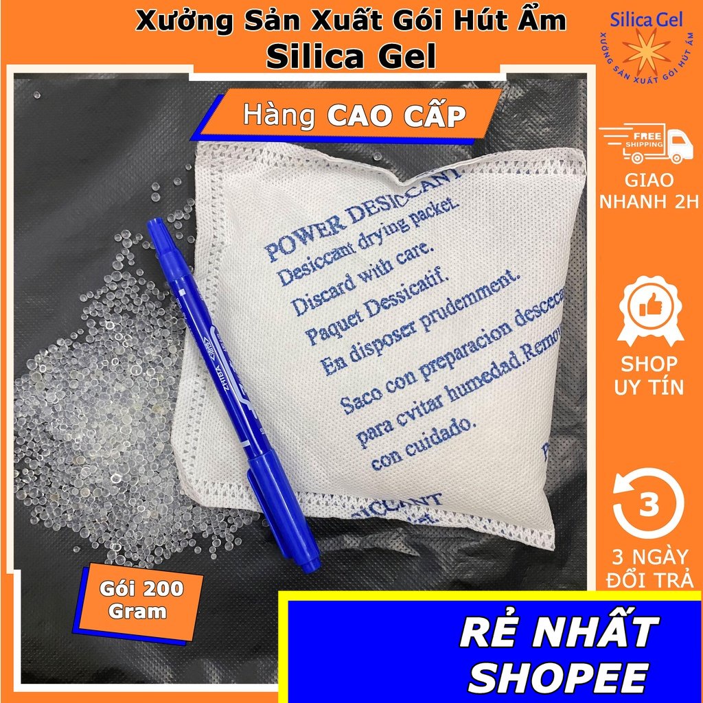 Túi Gói Hút Ẩm 200g - Đóng Túi 1Kg/200 Gram - Hạt Hút Ẩm Silica Gel