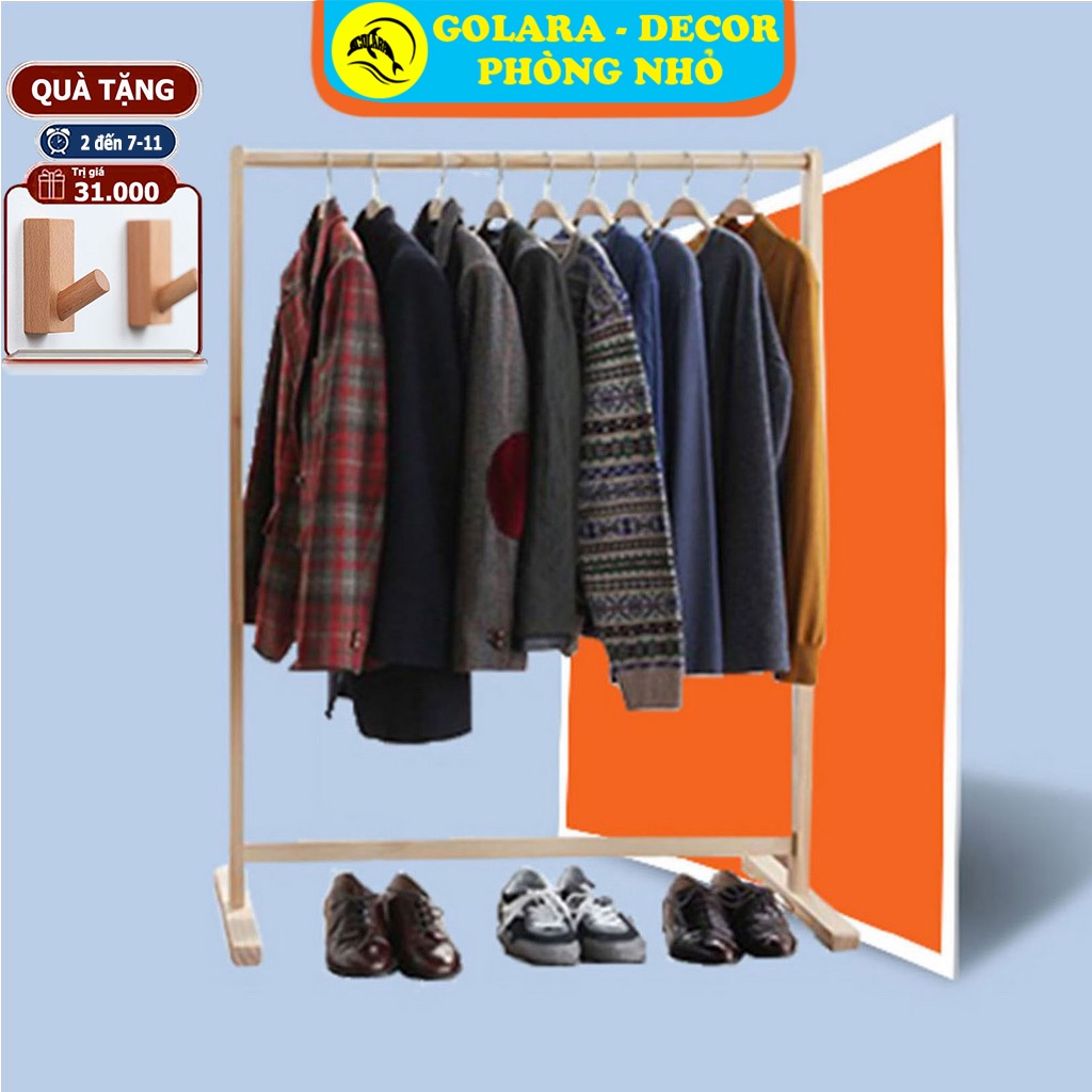 Giá Treo Quần Áo Gỗ 🔅 Free Ship 🔅 -Xào Treo Quần Áo Thanh Đơn Gỗ Thông Mỹ - KT 80cm x 40cm x 140cm