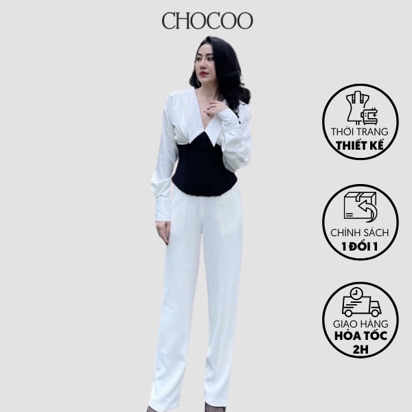 Quần ống suông CHOCOO CRISS PANT hai màu đen trắng chất liệu cao cấp