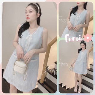 Đầm Suông Nơ, váy kẻ nơ, váy xuông xinh, đầm suông đi làm đi chơi