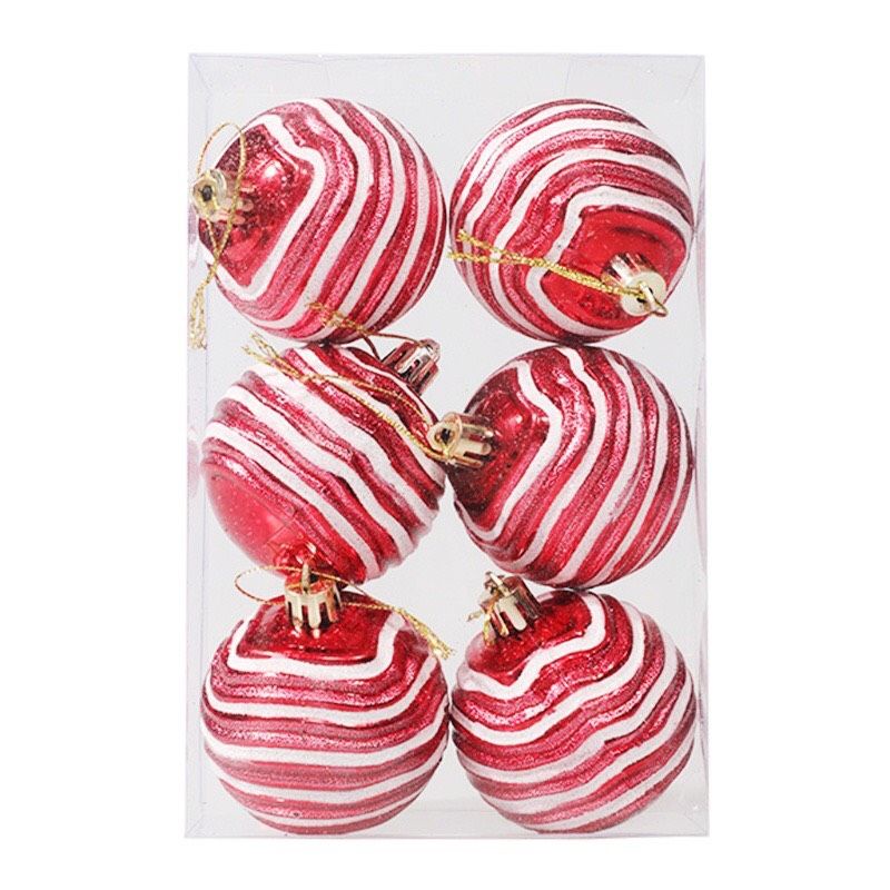 NOEL - TRÁI CHÂU 6CM HỌA TIẾT VẼ TAY TRANG TRÍ GIÁNG SINH.