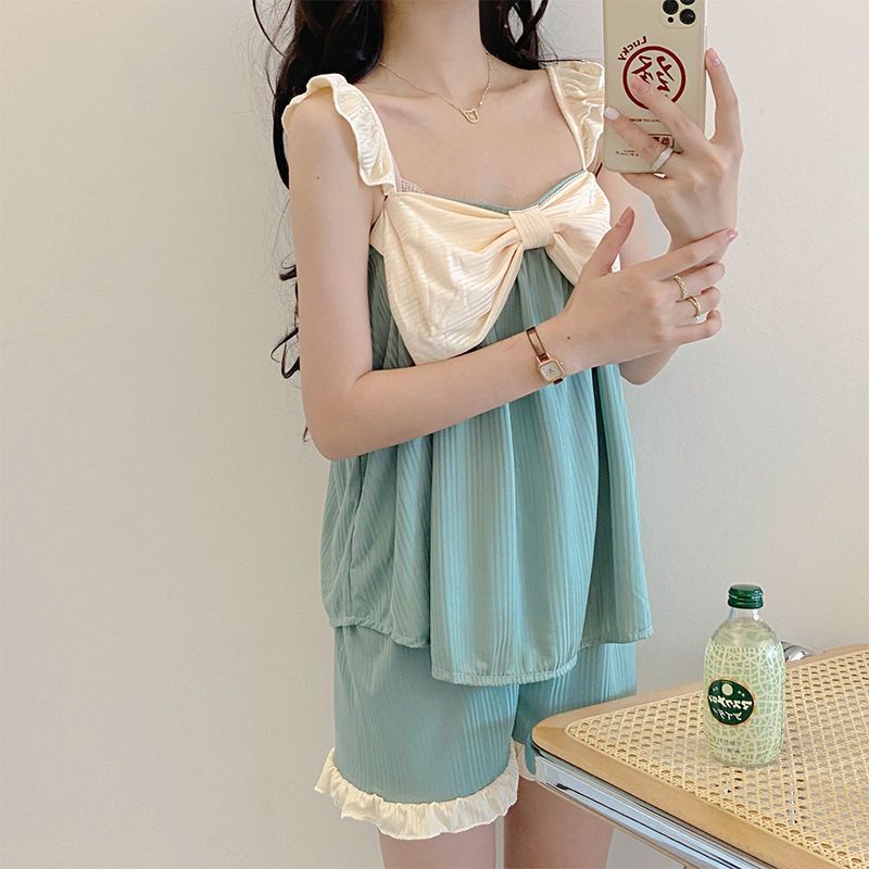 IELGYBộ Đồ Ngủ Hai Dây Mỏng Thời Trang Mùa Hè Cho Nữ