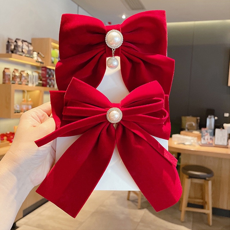 Kẹo tóc nữ đính nơ sang trọng, kẹp tóc giáng sinh noel đáng yêu