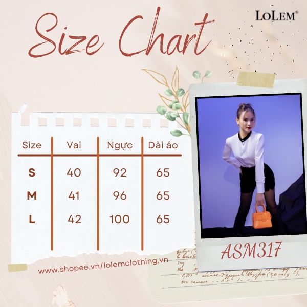 Áo sơ mi cổ trụ nữ LOLEM ASM317 vải thô kate Hàn