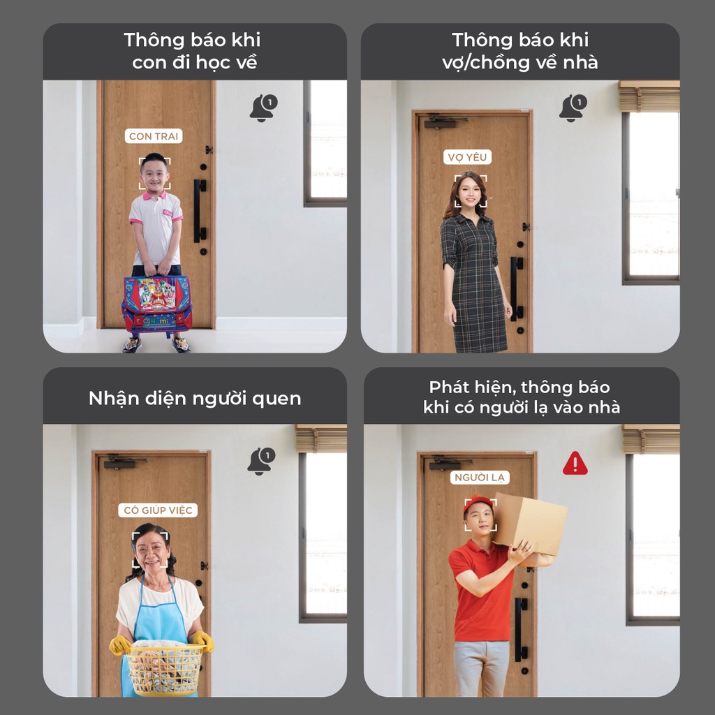 Camera Quan sát HANET HOME HA800 Nhận dạng khuôn mặt và cảnh báo người lạ , video 2K, đàm thoại 2 chiều