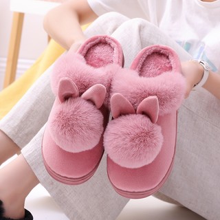 Dép cotton dày tai thỏ