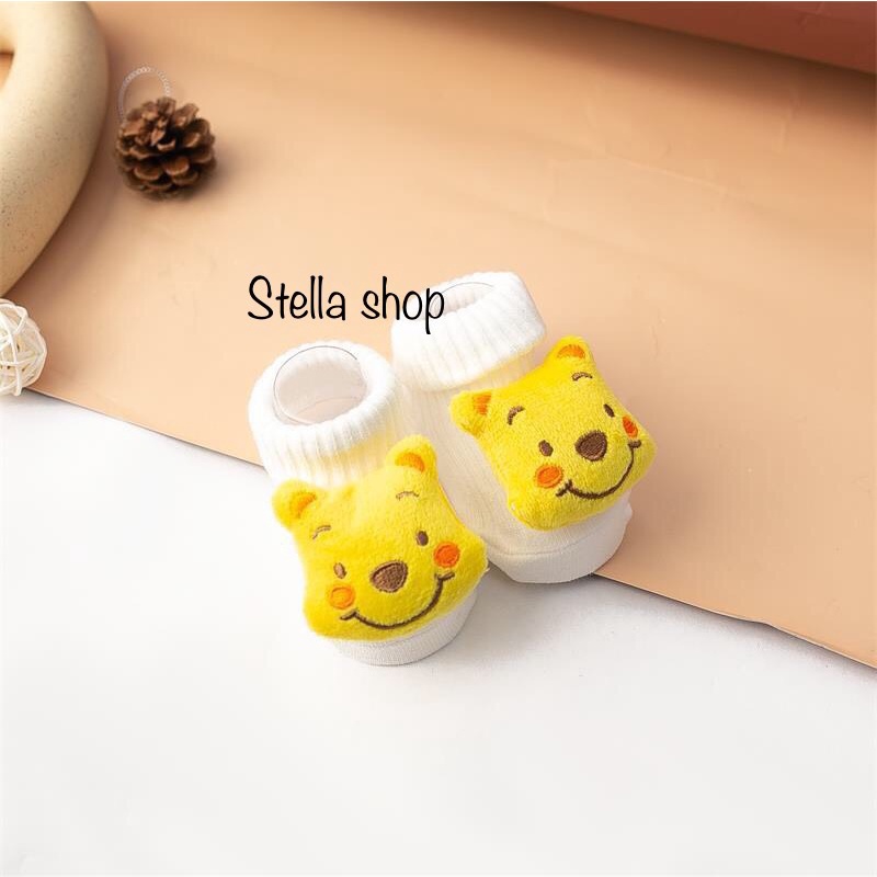Tất vớ thú cổ cao 3D hình thú, trái cây sơ sinh cho bé 3-12kg. Chất liệu cotton mềm, thoáng khí. Stella shop