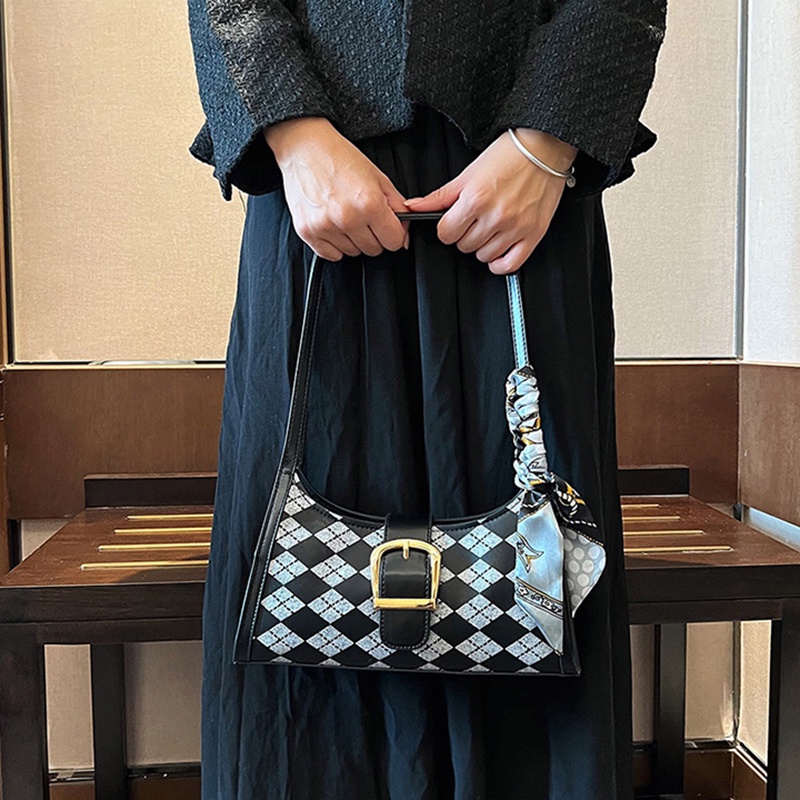 Túi Đeo Vai Bằng Lụa Họa Tiết Hình Thoi Phong Cách retro Thời Trang Cho Nữ