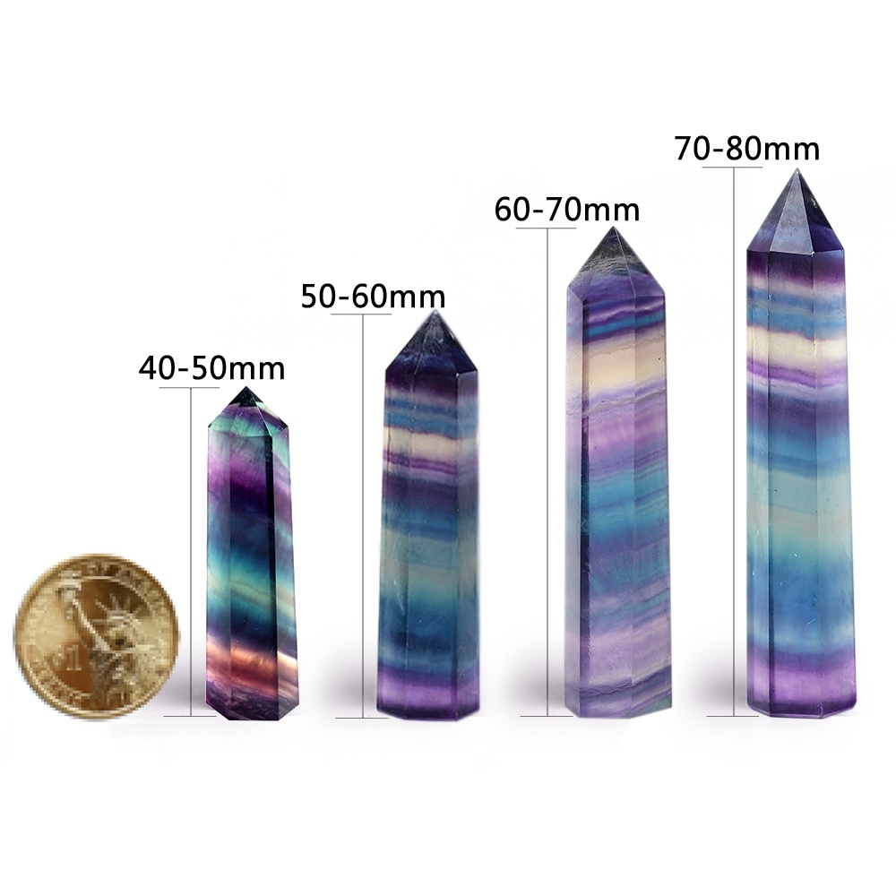 Đá Fluorite Minaret Phong Thủy Màu Sắc Tự Nhiên Hình Lục Giác Reiki Chakra Wicca Dùng Trang Trí Nhà Cửa