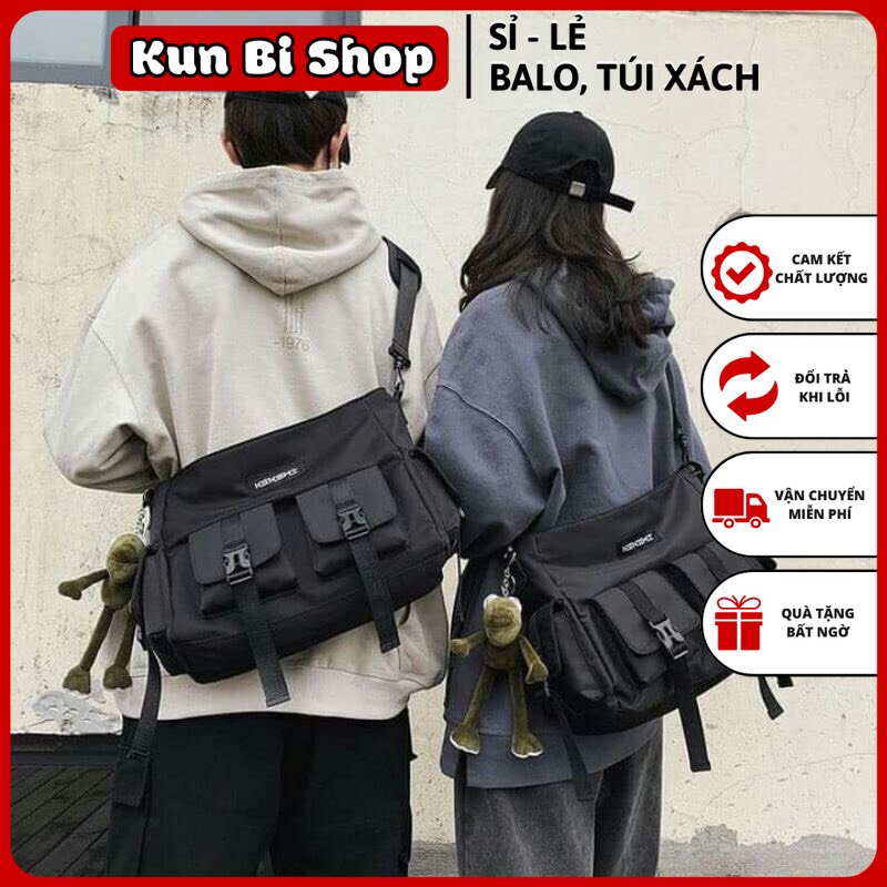 Túi Đeo Chéo kekemi Canvas Cỡ Lớn Thời Trang Hàn Quốc
