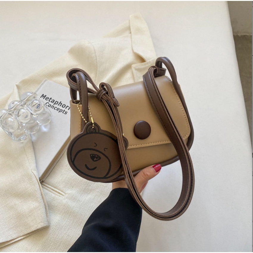 Túi xách đeo chéo đeo vai nữ Bag.Thanhthu thời trang Hàn Quốc 2 li kèm mác gấu siêu dễ thương 653