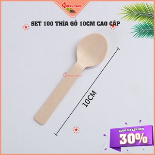 SET 100 Thìa gỗ dài 10cm xúc bánh kem dùng 1 lần hàng cao cấp