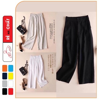 Quần đũi ống rộng suông kiểu nhật khóa cúc siêu mát lạnh quan dài nữ- MAC boutique