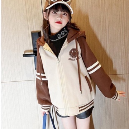 Áo Khoác cardigan Có Nón Dày Dặn Phong Cách Châu Âu Thời Trang Thu Đông Mới 2022 Cho Bé Gái 3-14 Tuổi