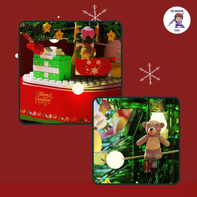 Đồ Chơi Lắp Ráp Giáng Sinh Noel Mô Hình Cây Thông Noel Hộp Nhạc Dây Cót Phát Sáng Merry Christmas 601097