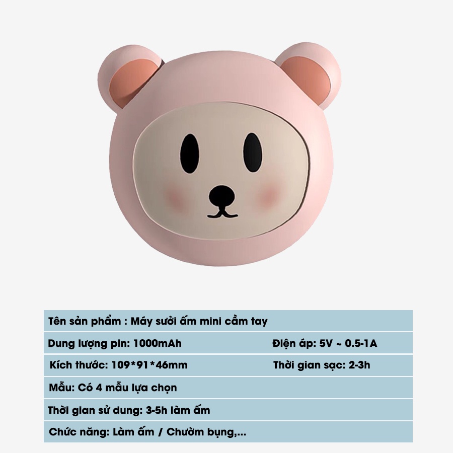 Máy sưởi ấm mini cầm tay nhỏ gọn sưởi ấm lâu dung lượng pin 1000mAh