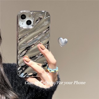 Ốp Điện Thoại Silicon Xếp Ly Màu Bạc Sáng Tạo Cho Iphone14promax 13 11 14plus 12pro 13