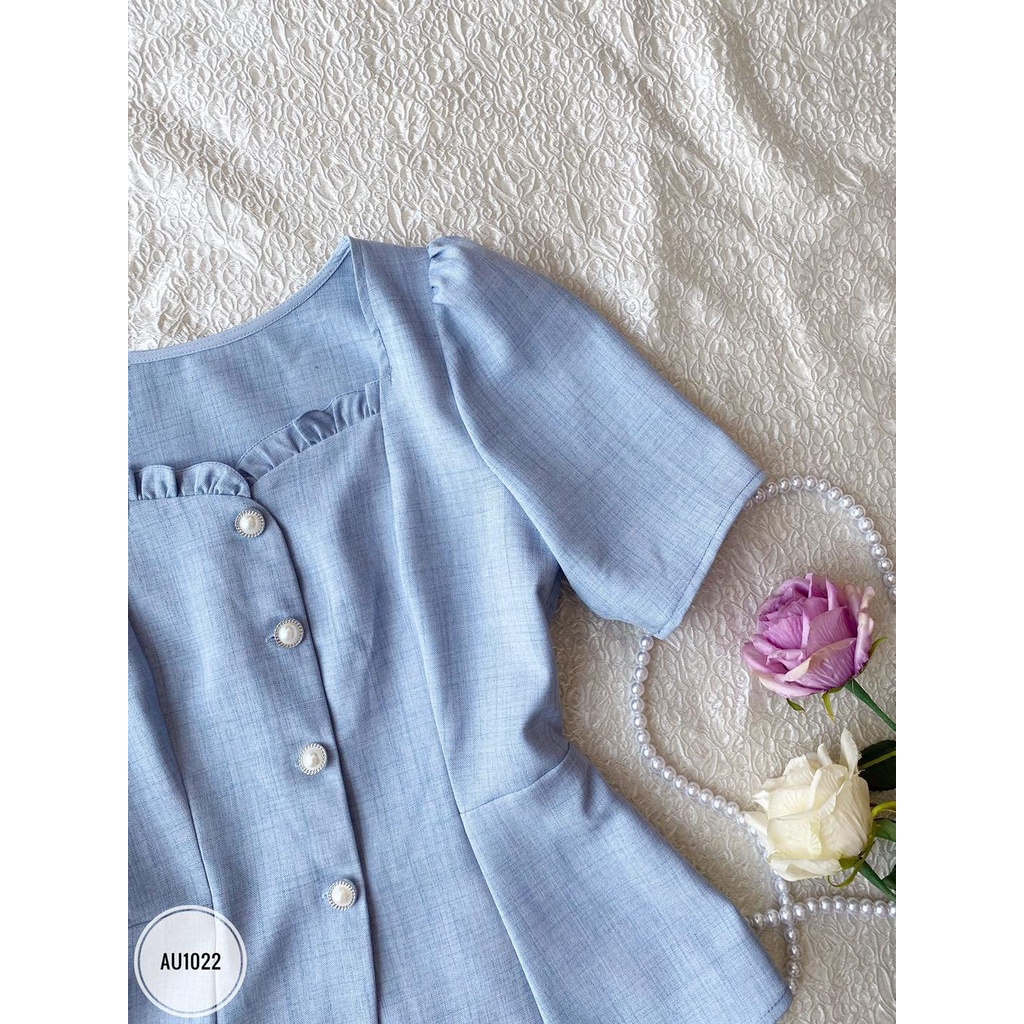 Áo Bigsize Nữ Mập Fashion Áo Kiểu Bigsize Áo Xanh SILK Cổ Vuông Xoe Tà Siêu Hách Dáng Đủ Size 50-90kg AO0019