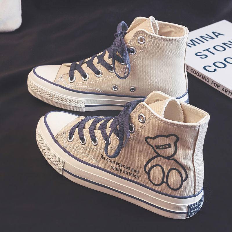Giày Thể Thao Vải Canvas Cổ Cao Dạ Quang Thời Trang Mùa Thu 2022 Phong Cách Hàn Quốc Cho Nữ
