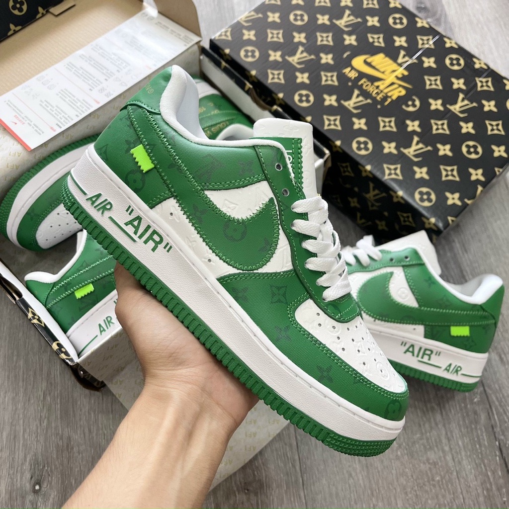 𝐆𝐢𝐚̀𝐲 𝐍𝐢𝐤𝐞 𝐀𝐢𝐫 𝐅𝐨𝐫𝐜𝐞 𝟏 𝐋𝐨𝐰 𝐱 𝐋𝐨𝐮𝐢𝐬 𝐕𝐮𝐢𝐭𝐭𝐨𝐧 𝐌𝐨𝐧𝐨𝐠𝐫𝐚𝐦 𝐁𝐫𝐨𝐰𝐧, 𝐀𝐅𝟏 𝐋𝐕 𝐋𝐨𝐮𝐢𝐬 𝐕𝐮𝐢𝐭𝐭𝐨𝐧 𝐓𝐫𝐚̆́𝐧𝐠, LV GREEN WHITE XANH LÁ LAI AU