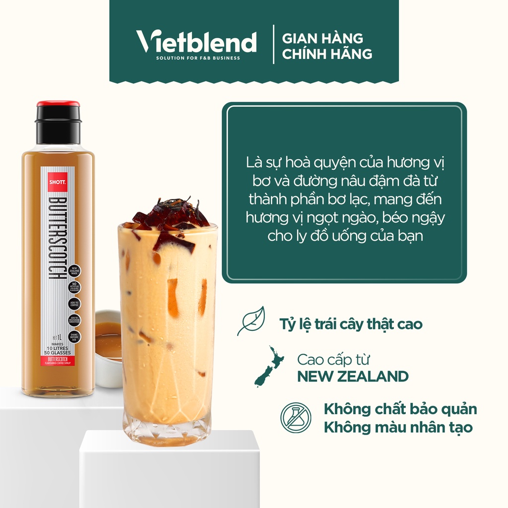 Syrup SHOTT vị Bơ Lạc Butterscotch chai 1L