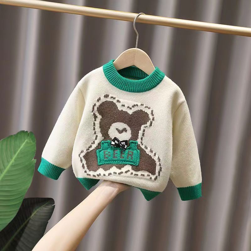 Áo Sweater Dệt Kim Lông Cừu Dày Dặn Phong Cách Hàn Quốc Thời Trang Thu Đông 2022 Cho Bé Trai