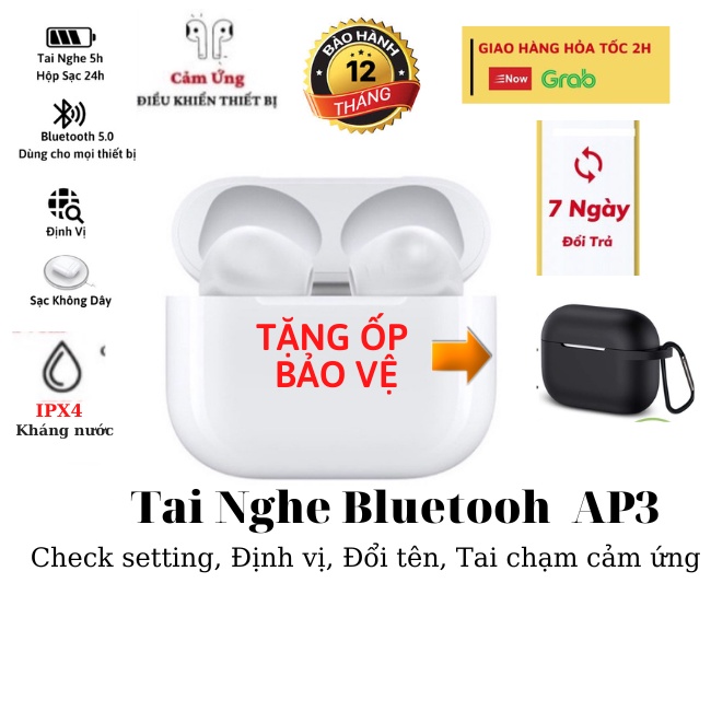 Tai nghe bluetooth không dây cao cấp A3, âm thanh chuẩn HIFI cực hay, Định vị, Đổi tên, cảm ứng siêu nhạy, Pin cực bền,