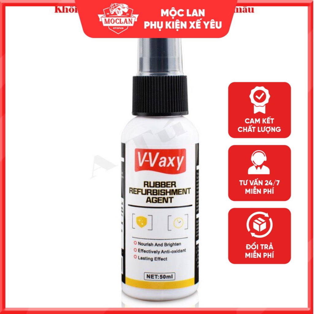 Chai xịt phục hồi bảo dưỡng cao su ron V-Vaxy 50ml - phục hồi nhựa bạc màu trả lại màu đen như mới