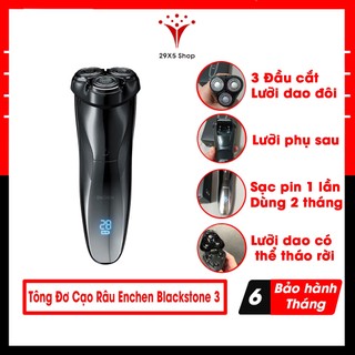 Máy cạo râu Enchen BlackStone 3 - Máy cạo râu 3 đầu cắt lưỡi dao đôi, Có lưỡi cạo phụ sau, chạy pin - Bảo hành 6 tháng