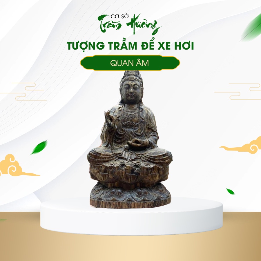 Tượng Trầm hương để xe ô tô, bàn làm việc phật Quan âm bồ tát trầm hương sánh chìm hoàn toàn tự nhiên