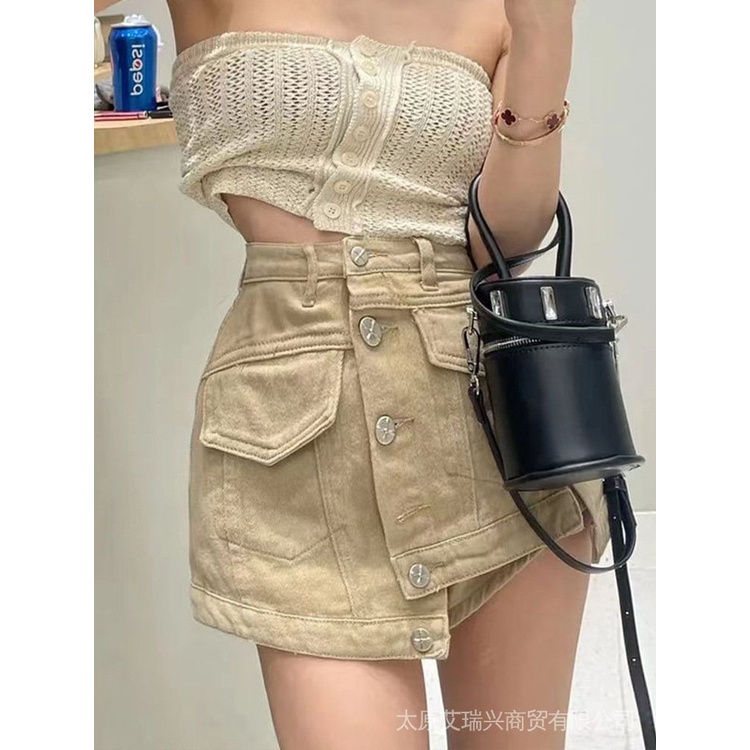 Chân Váy Denim Chữ A Miniskirt Thời Trang Mùa Hè 2022 Phong Cách Mới Cho Nữ