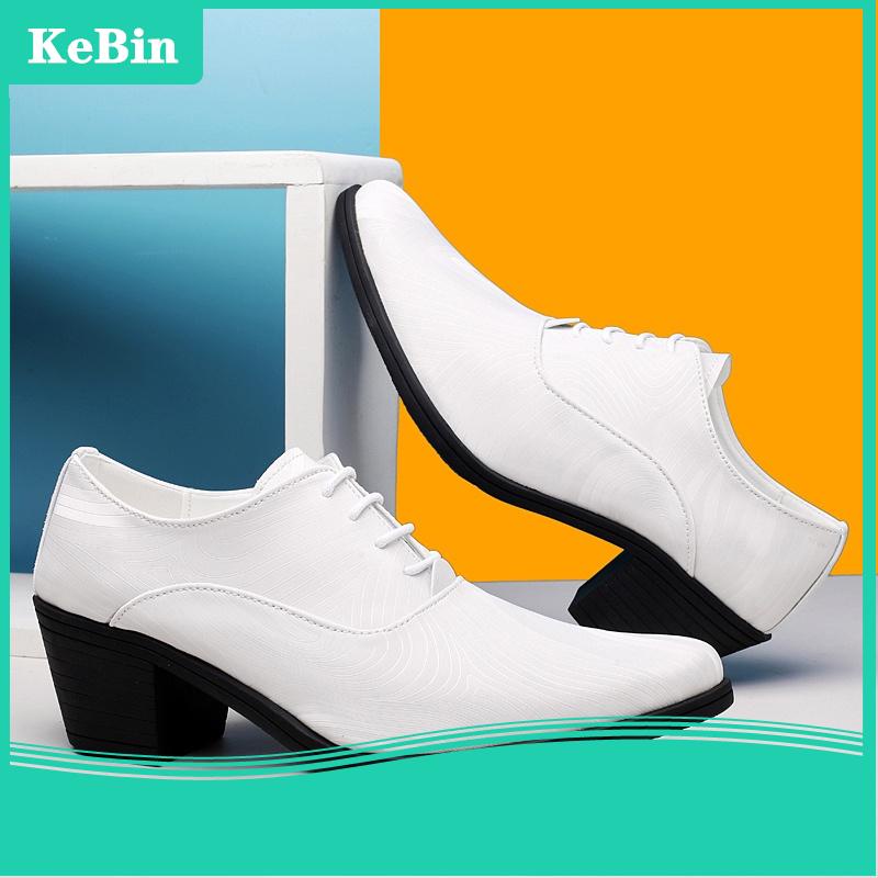 Giày Cao Gót Tăng Chiều Cao 6cm Cột Dây Chất Liệu Da Thoáng Khí Chống Thấm Nước Cho Nam