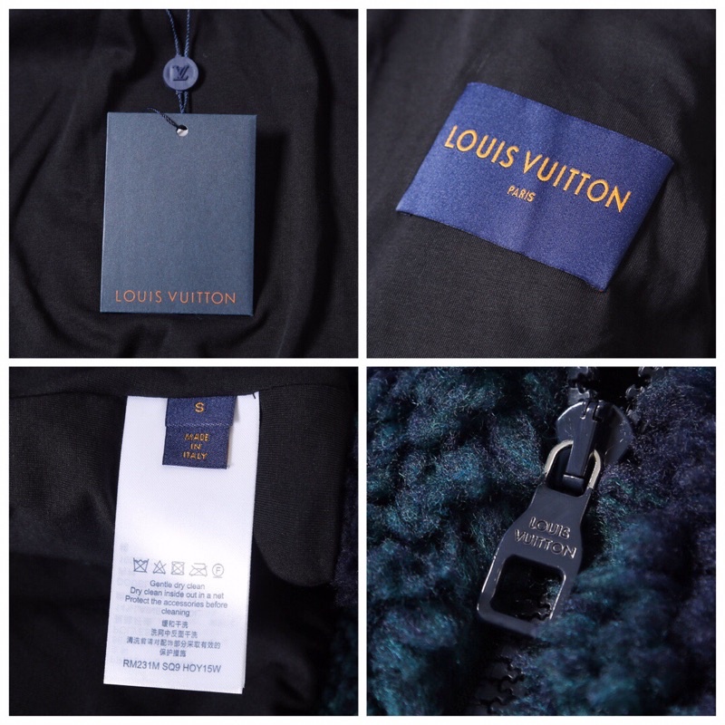 Áo khoác lông cừu hoạ tiết rằn ri màu xanh phong cách Louis Vuitton LV cao cấp 2022
