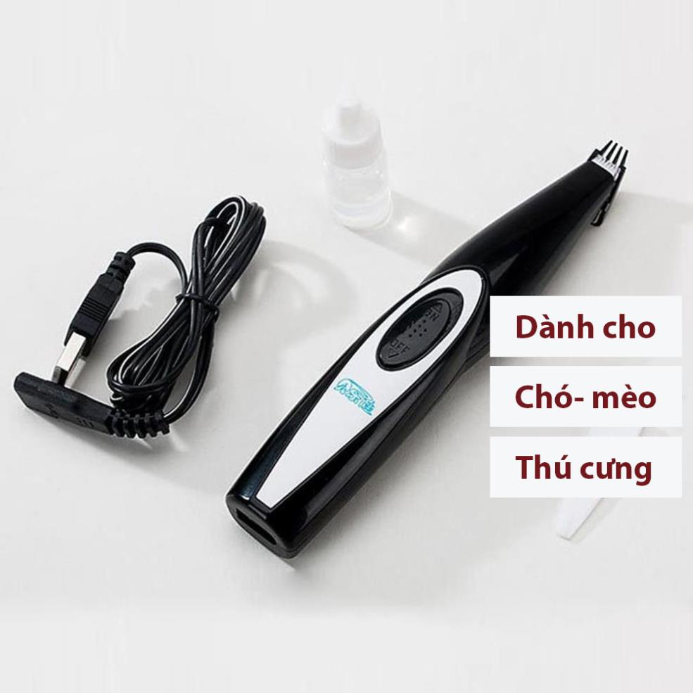 Tông đơ cắt tỉa lông bàn chân cho chó mèo Orgo New có cổng sạc USB màu đen