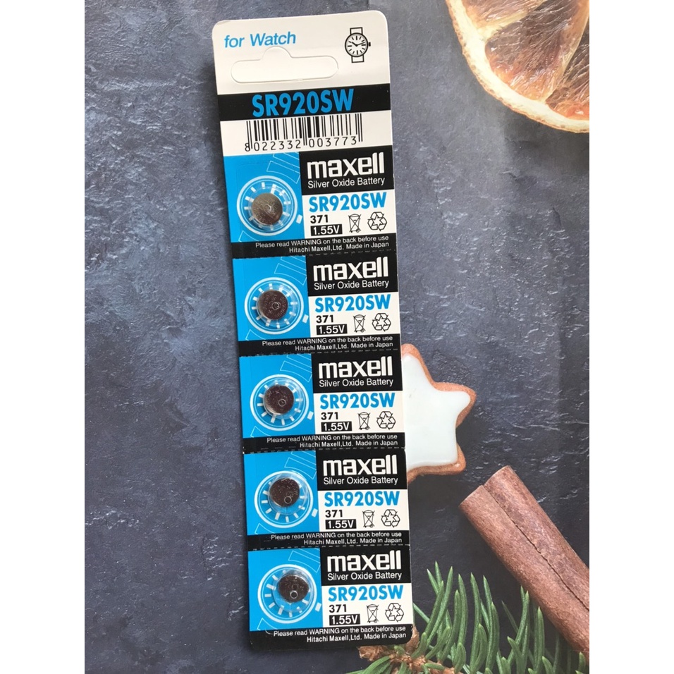 Vỉ 5 Viên Pin SR920SW / 371 / G6 Maxell 1.55V Cho Đồng Hồ Đeo Tay